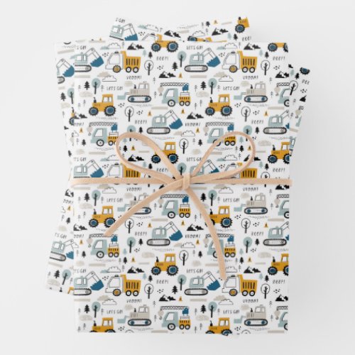 Lets Move Vehicle Pattern Wrapping Paper Sheets