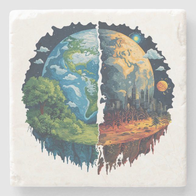 Lets not kill the planet stone coaster (Front)