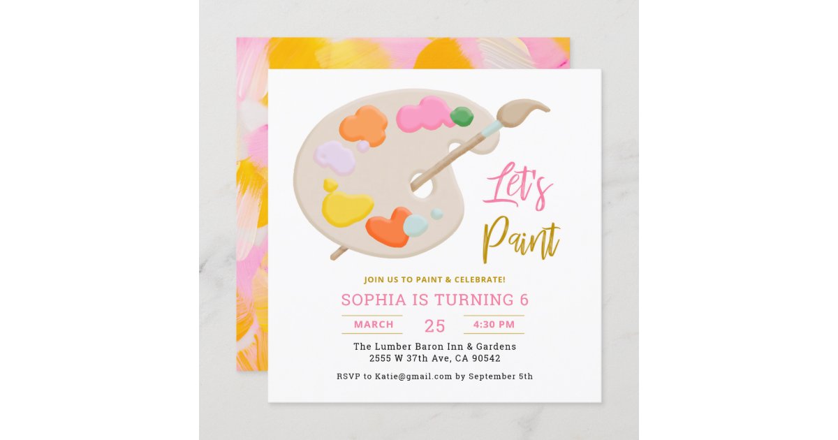 Lets Paint Party Invite Birthday Painting Party Invitations 