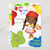 Lets Paint Birthday Invitation For Girl (Front/Back)