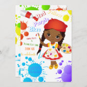 Lets Paint Different Birthday Invitation (Girl) (Front/Back)