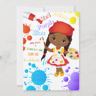 Lets Paint Different Birthday Invitation (Girl)