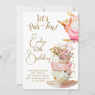 Let's Par-Tea Birthday Party Invitation