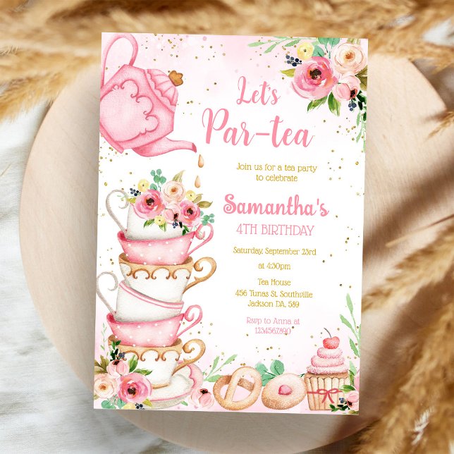Let's Par-tea Birthday Tea Party Invitation (Creator Uploaded)
