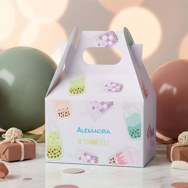 Let's par tea bobba tea birthday favor boxes (Creator Uploaded)