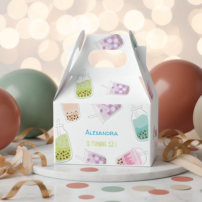 Let's par tea bobba tea birthday favor boxes (Creator Uploaded)