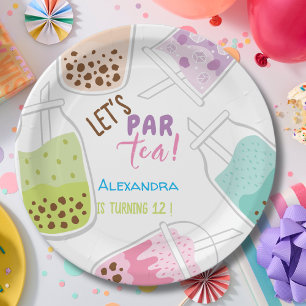 Let's par tea bobba tea birthday paper plates