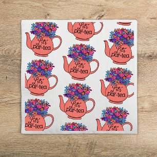 Let's Par-Tea Floral Teapot Girls Birthday Napkins