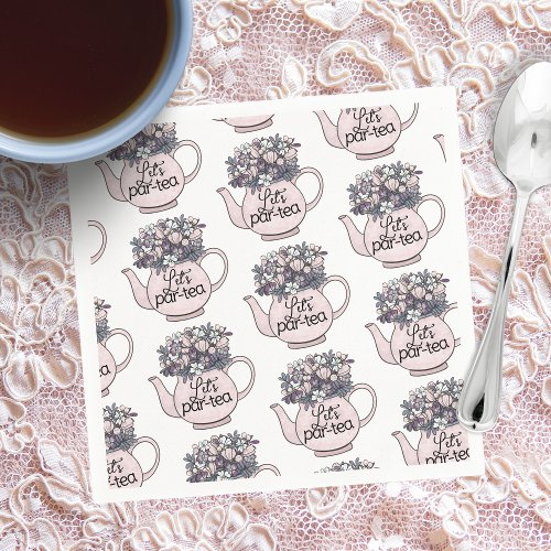 Lets Par_Tea Floral Teapot Girls Birthday Napkins