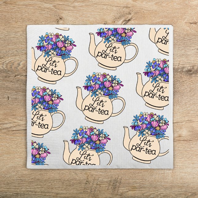 Let's Par-Tea Floral Teapot Girls Birthday Napkins (Creator Uploaded)