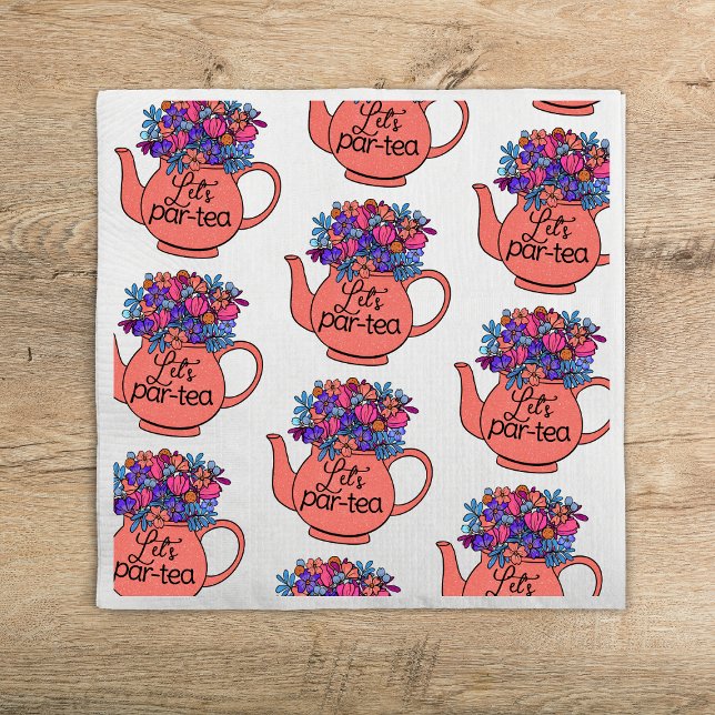 Let's Par-Tea Floral Teapot Girls Birthday Napkins (Creator Uploaded)
