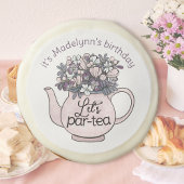 Let's Par-Tea Floral Teapot Girls Birthday Sugar Cookie