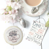 Let's Par-Tea Floral Teapot Girls Birthday Sugar Cookie