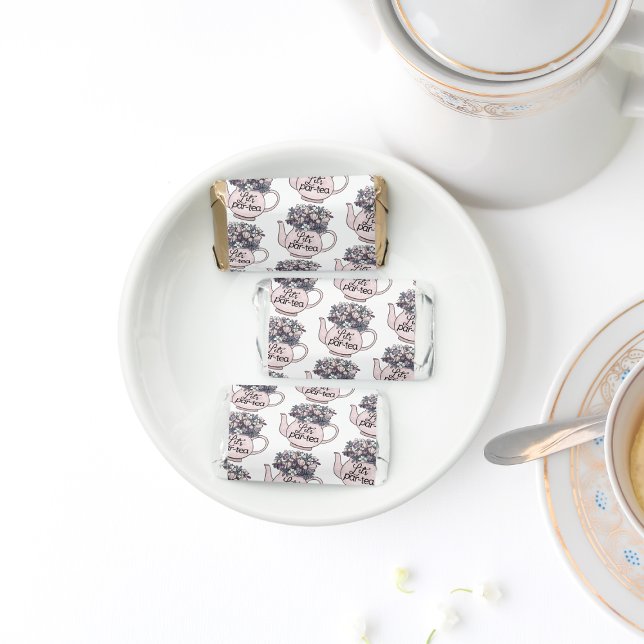 Let's Par-Tea Floral Teapot Tea Party Favors (Girls Birthday Tea Party Chocolate Wrappers)