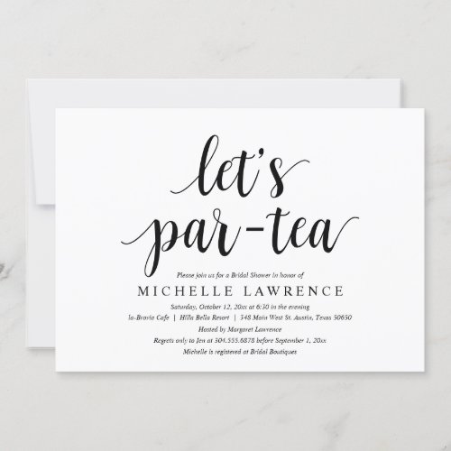 Lets par tea Modern Bridal Shower Celebration Invitation