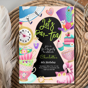 Let's par-tea! tea birthday invitation