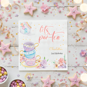 Let's par-tea,  tea birthday napkins
