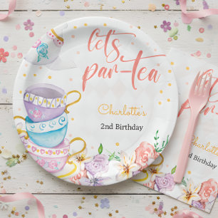 Let's par-tea, tea birthday paper plates
