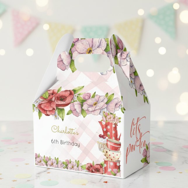 Let's par-tea, tea flowery birthday favor boxes (Creator Uploaded)