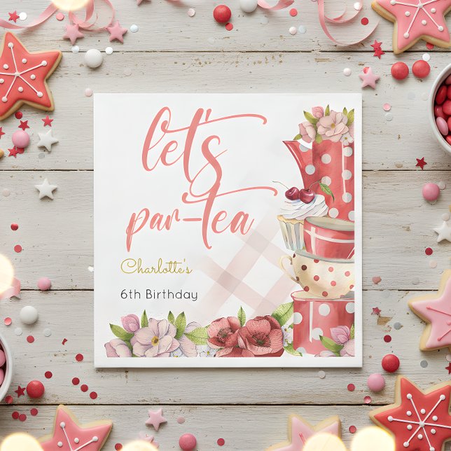 Let's par-tea, tea flowery birthday napkins (Creator Uploaded)