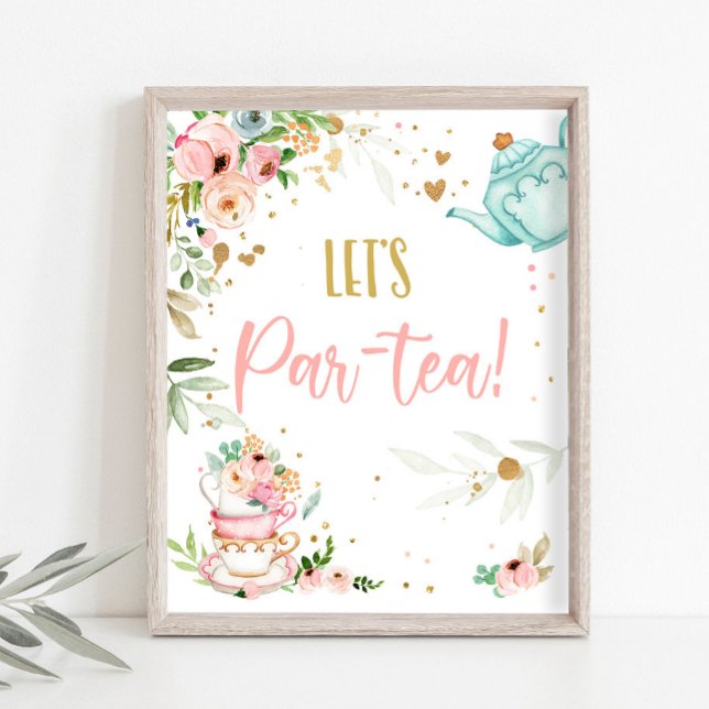 Let's Par-Tea Tea Party Baby Brewing Baby Shower Poster (Creator Uploaded)