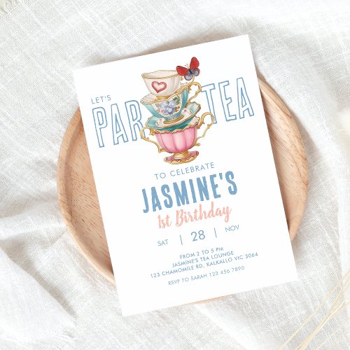 Lets Par_Tea Tea party Birthday Invitation