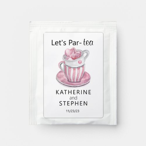 Lets Par_Tea Wedding Watercolor Favor  Tea Bag Drink Mix