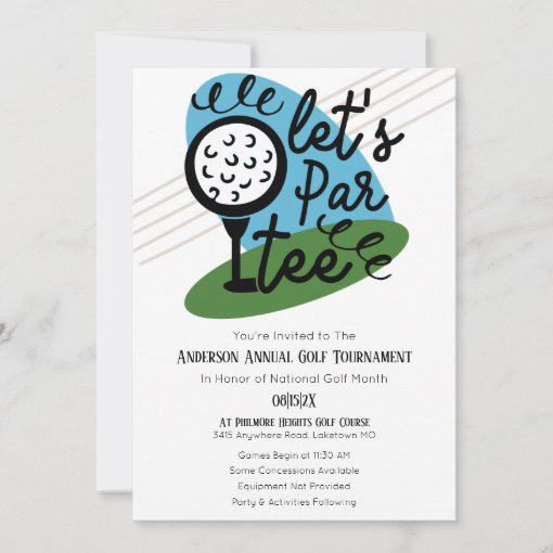 Let's Par Tee Annual Golf Tournament Cute Party Invitation | Zazzle