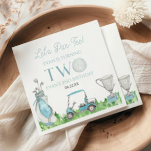 Let's Par-Tee Blue Golf 2nd Birthday Party Napkins