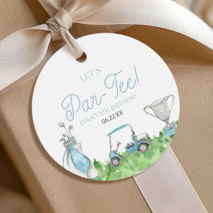 Let's Par-Tee Blue Golf Birthday Party Favor Tags