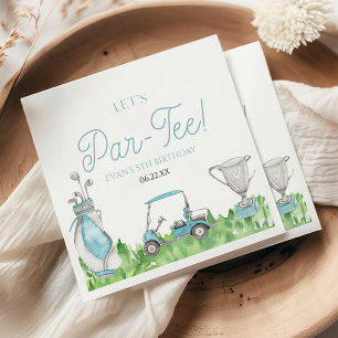 Let's Par-Tee Blue Golf Birthday Party Napkins