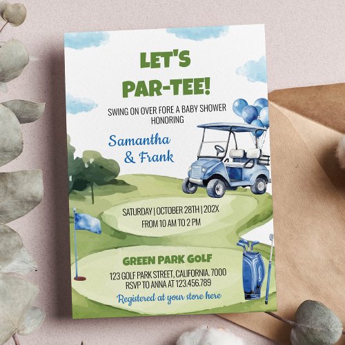 Lets Par_Tee Classic Golf Boy Party Baby Shower Invitation