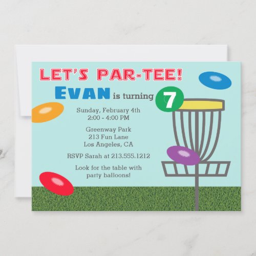 LETS PAR_TEE Disc Golf Birthday Party Invitation