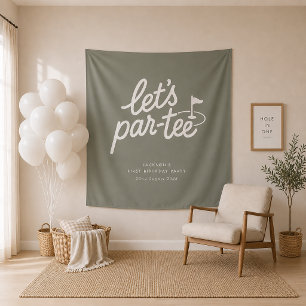 Lets Par-tee Golf 1st Birthday Banner Tapestry