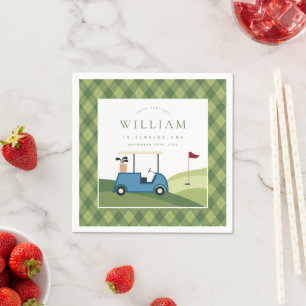 Let's Par Tee Golf Argyle Pattern First Birthday Napkins
