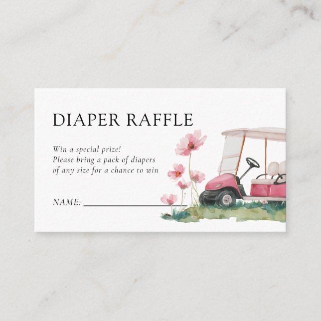 Let's Par-tee Golf Baby Shower Diaper Raffle Enclosure Card (Front)