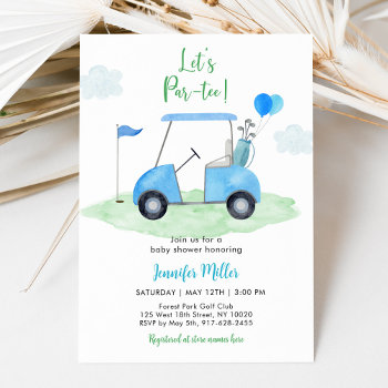 Let's Par-tee Golf Baby Shower Invitation by LittlePrintsParties at Zazzle