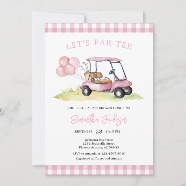 Let's Par-tee Golf Baby Shower Invitation (Front)