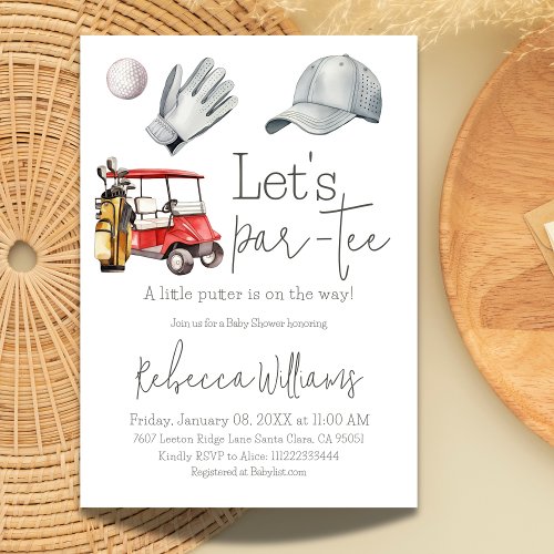 Lets Par Tee Golf Baby Shower Sport Theme Party Invitation