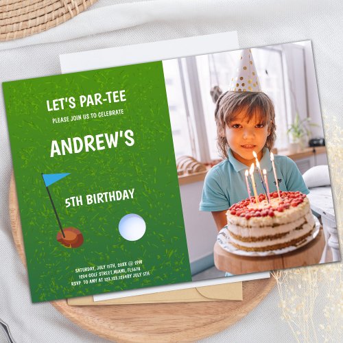 Lets Par_Tee Golf  Birthday Invitations w photo