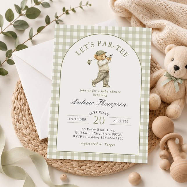 Let's Par-Tee Golf Boy Baby Shower  Invitation (Creator Uploaded)