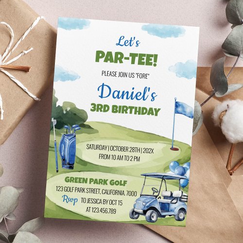 Lets Par_tee Golf Boy Birthday Party Invitation