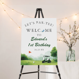 Let's Par-Tee Golf Buggy Birthday Welcome Sign