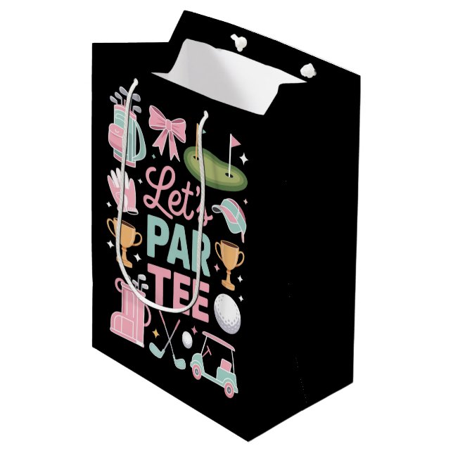 Let's Par Tee Golf Coquette Golfing Lover Gifts Medium Gift Bag (Front Angled)