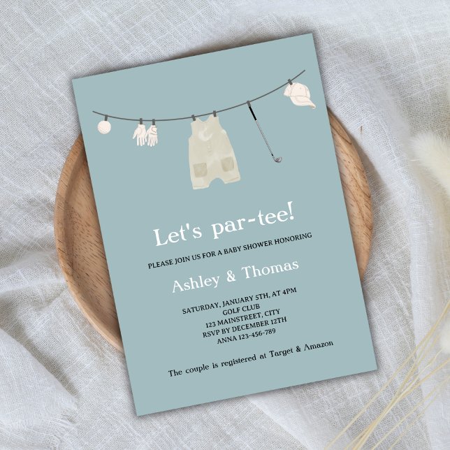 Let's Par-Tee Golf Cute Gender Neutral Baby Shower Invitation (let's par-tee golf baby shower gender neutral)