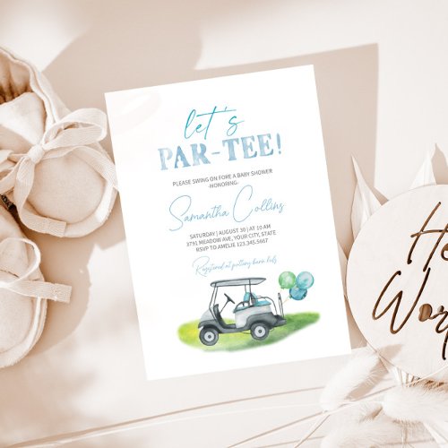 Lets Par_tee Golf Theme Baby Shower Invitation 