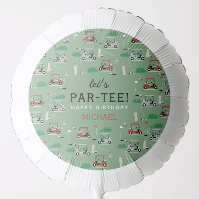 Let's Par-Tee Golf Theme Birthday Party Balloon (Front)