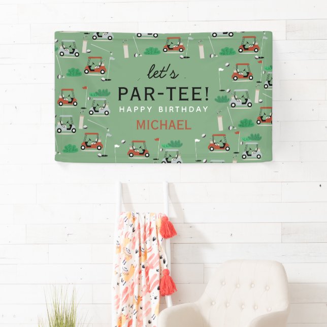Let's Par-Tee Golf Theme Birthday Party Banner (Insitu)