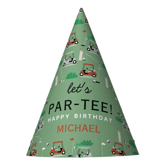 Let's Par-Tee Golf Theme Birthday Party Hat (Front)
