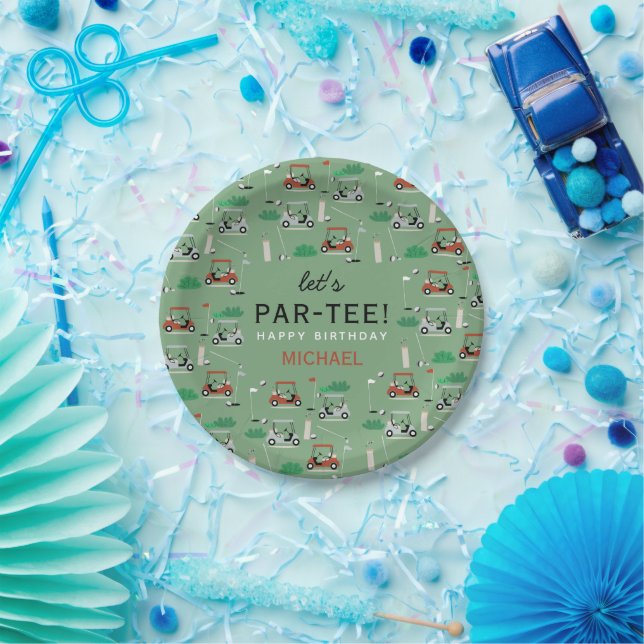 Let's Par-Tee Golf Theme Birthday Party Paper Plates (Party)